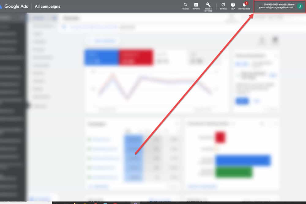 Close-up of a Google Ads customer ID in XXX-XXX-XXXX format